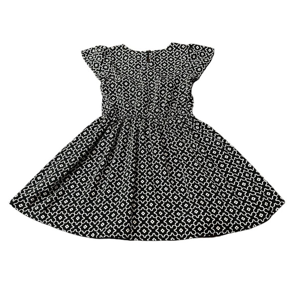 TOTAL GIRL CASUAL SHORT SLEEVE BLACK AND WHITE FLORAL PATTERN DRESS EST SZ 10 - Picture 2 of 11
